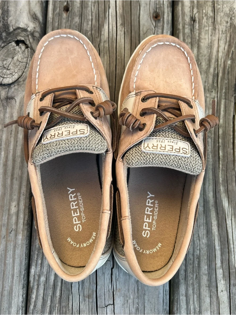 Sperry Kids Light Tan/Mesh Boat Shoes